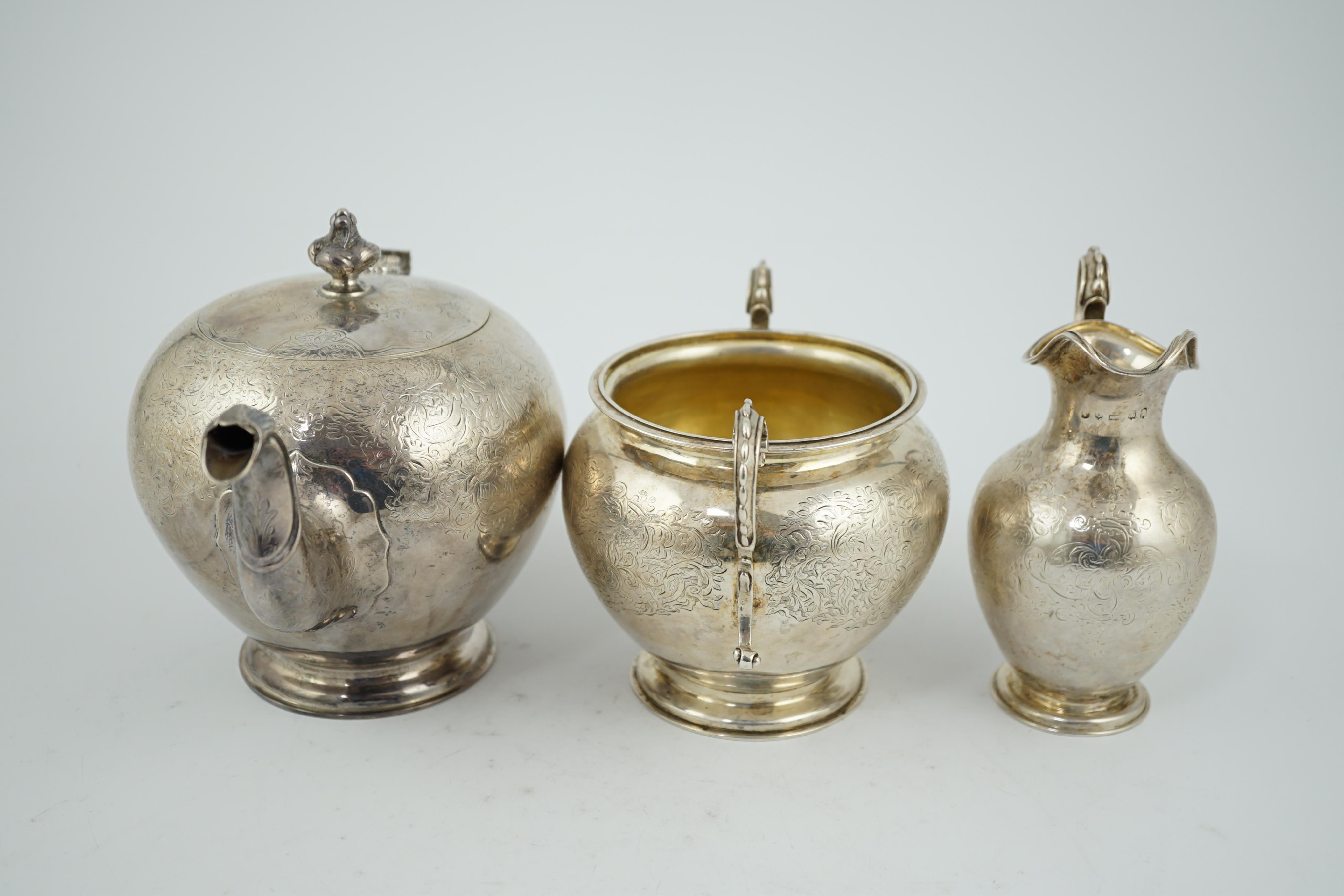 A Victorian Scottish silver three piece tea set, by Marshall & Sons, CITES Submission reference RDENZBMA